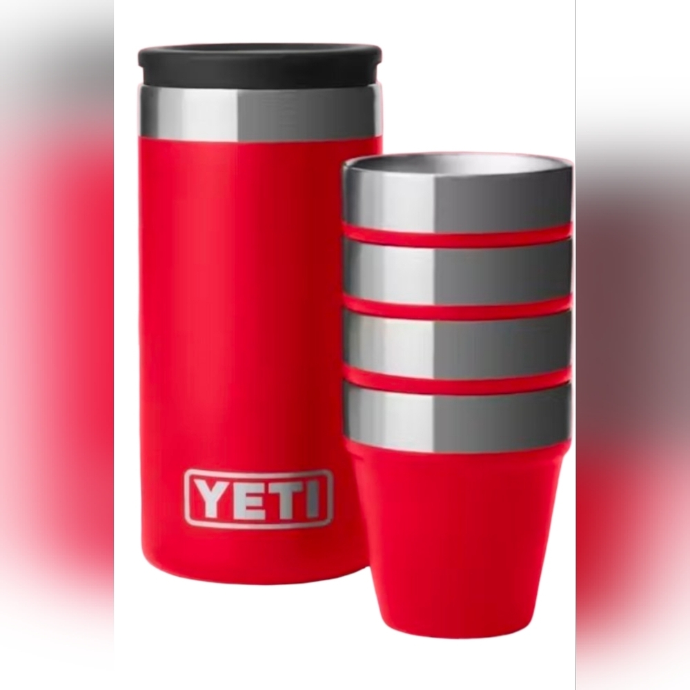 Yeti Shot Glasses Set In Rescue Red NEW
